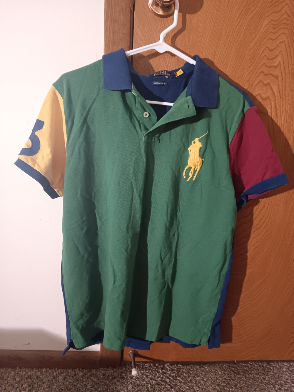 Polo- Colorblock Men’s Green Polo Shirt with Yellow Logo